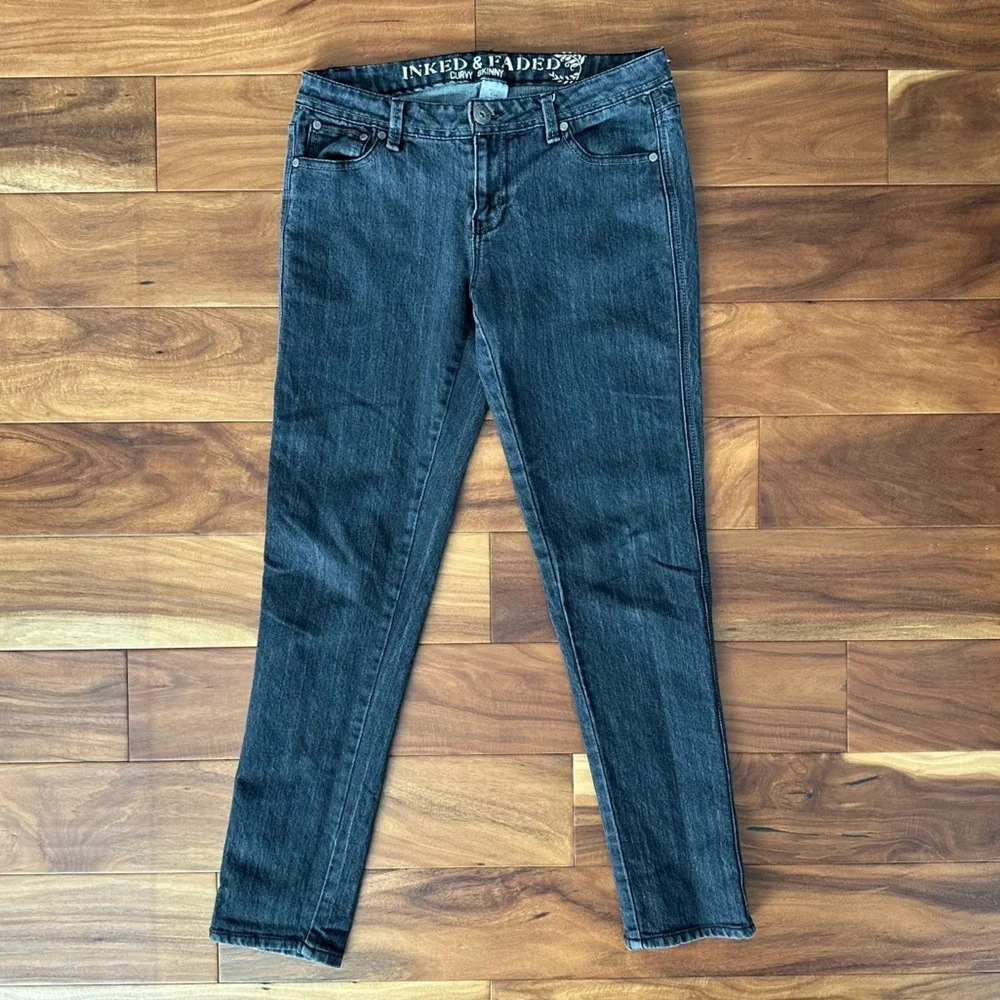 Inked & Faded Curvy Skinny Black Denim Jeans size 6